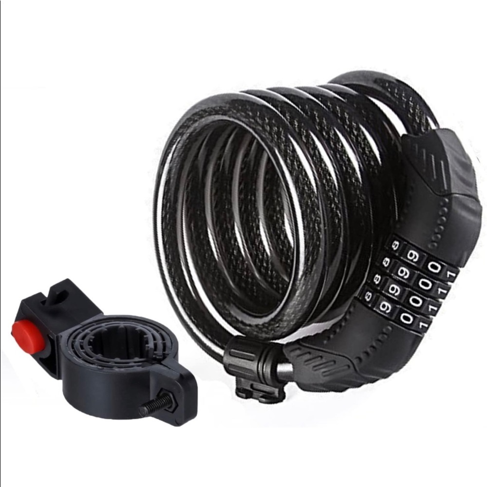 Etronic Bike Lock M8, 6 ft Coiled cable Resettable Bicycle Mounting Bracket